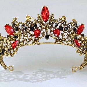 Elegant Gold and Red Tiara